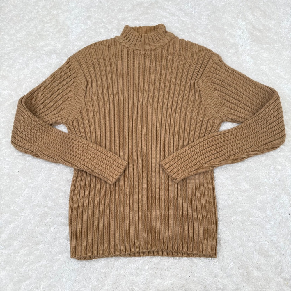 Banana Republic Women's L Large Brown Ribbed Turtleneck Cotton Preppy Casual
